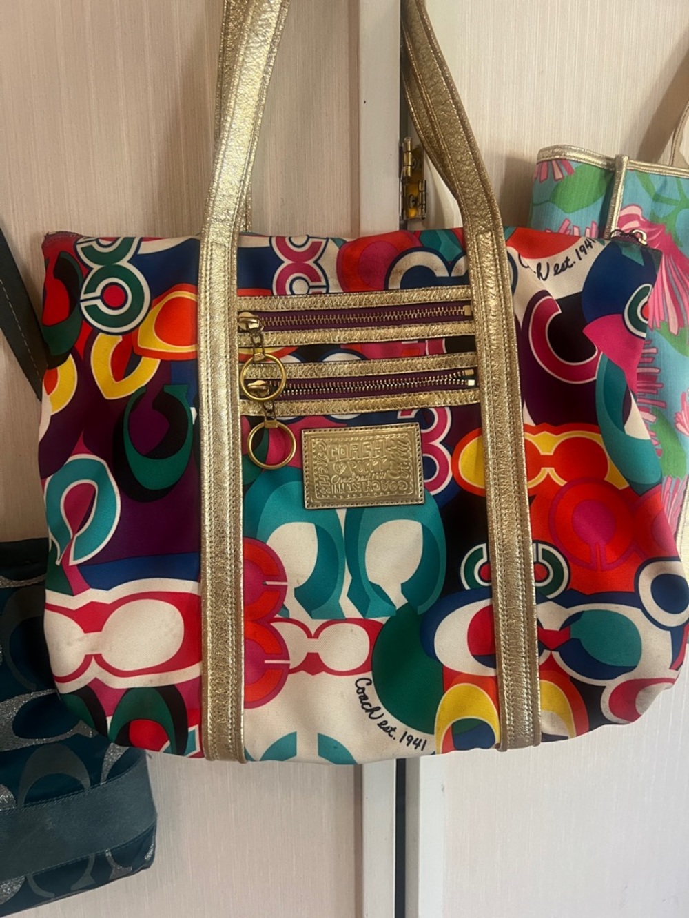 Vintage Score! 3  rare Coach 1 Lilly Pulitzer Patterned Tote Collection - Picture 4 of 15